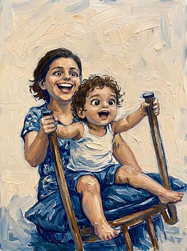 Joyful Mother Child Play Art Print by Hugo