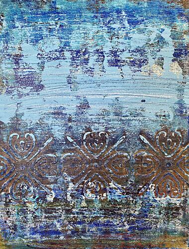 Distressed Blue Pattern Art Print