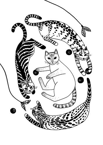 Whimsical Cat Play Art Print