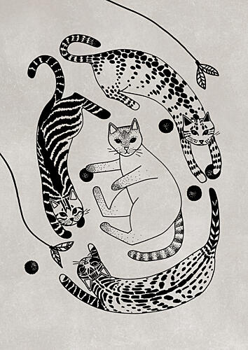 Playful Feline Patterns Art Print