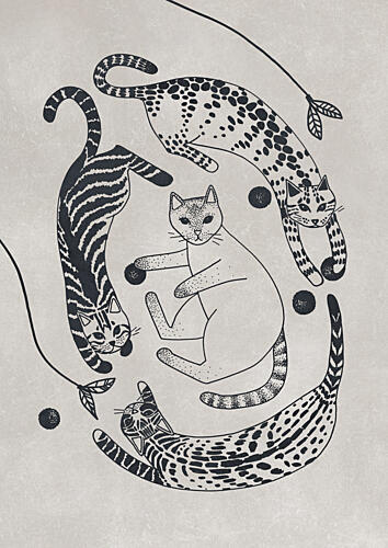 Patterned Cats Play Art Print