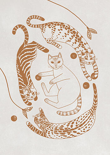 Four Playful Felines Art Print
