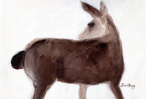 Gentle Watercolor Deer Aquarelle reproduction
