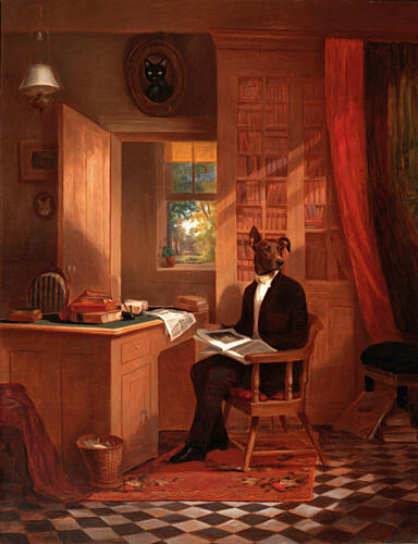 Gentleman Dog Reading Art Print