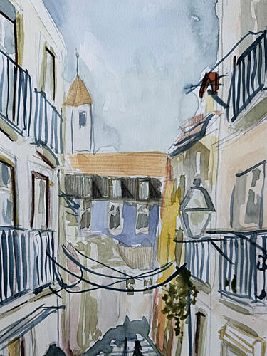 Charming City Alley Art Print by Carola Cedell