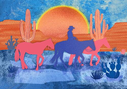 Cowboy Desert Journey Art Print