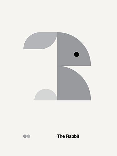 Modern Geometric Bunny Géométrique reproduction
