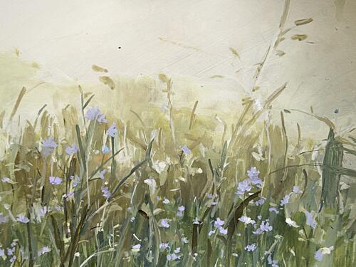 Blue Flowers in Meadow Art Print