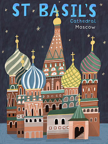 St Basils Cathedral Night Art Print