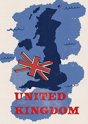 United Kingdom Flag Map Art Print