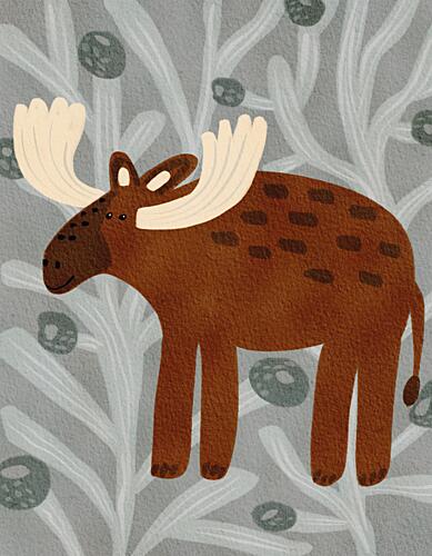 Cute Woodland Moose Art Print by Nikita Jariwala