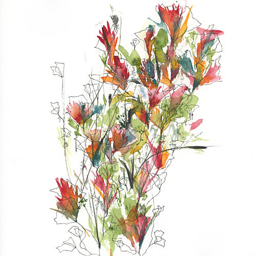 Vibrant Watercolor Blooms Aquarelle reproduction