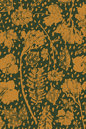 Green Gold Botanical Pattern Doré reproduction