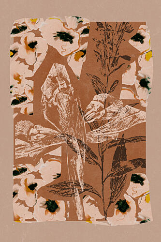 Earthy Floral Collage Art Print