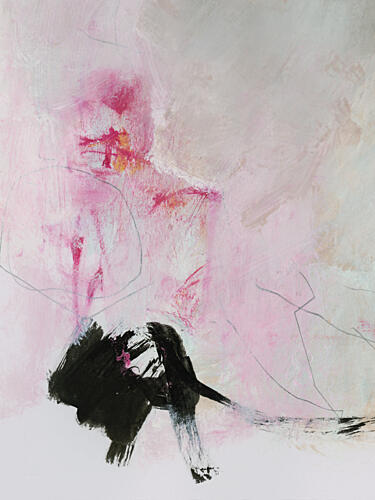 Blush and Black Abstract Art Print