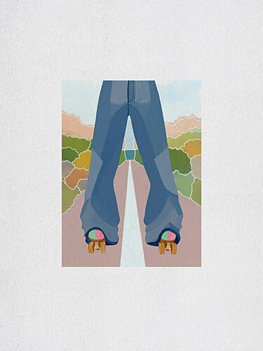 Retro Roller Skate Journey Art Print by Essa van Reis
