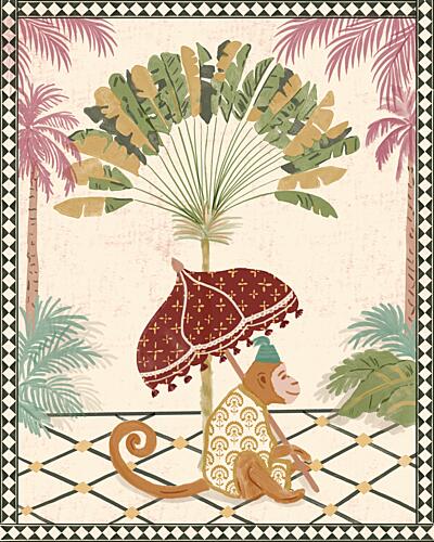 Royal Monkey under Parasol Art Print by Radhika Modi