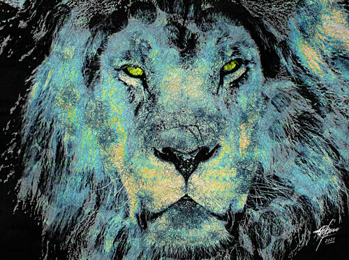 Majestic Blue Lion Art Print by Osvaldo Russo