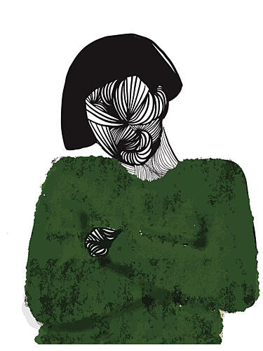 Abstract Green Portrait Art Print by Ebony Carter