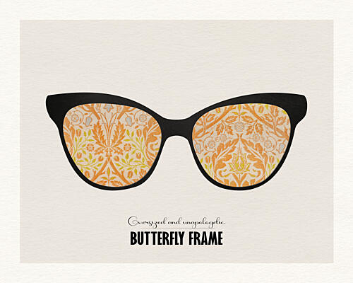 Elegant Floral Butterfly Frame Art Print by Wild Violets