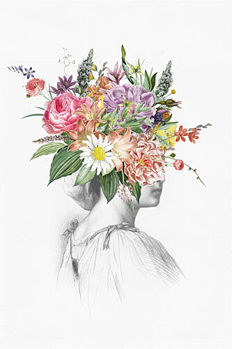 Enchanting Floral Profile Art Print