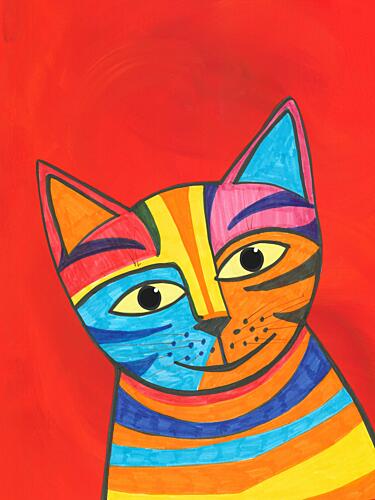 Vibrant Striped Cat Art Print