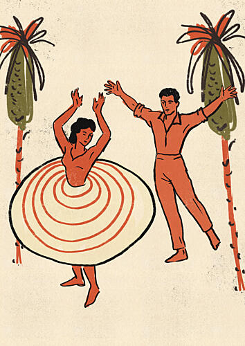 Joyful Tropical Dance Art Print by Nicholas