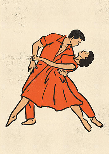 Retro Dancing Couple Art Print