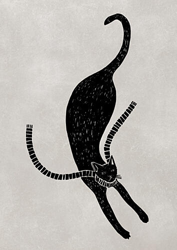 Long Black Cat Scarf Art Print