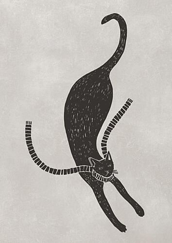 Elegant Black Cat Stretch Art Print
