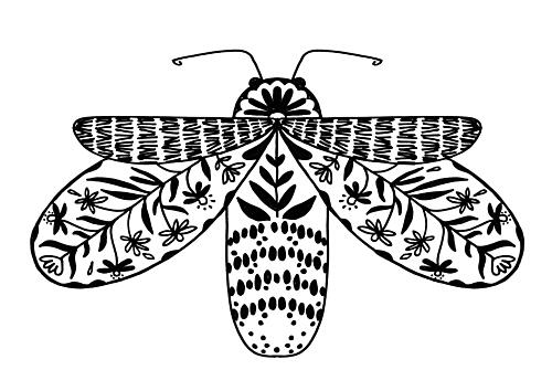 Bohemian Floral Moth Art Print