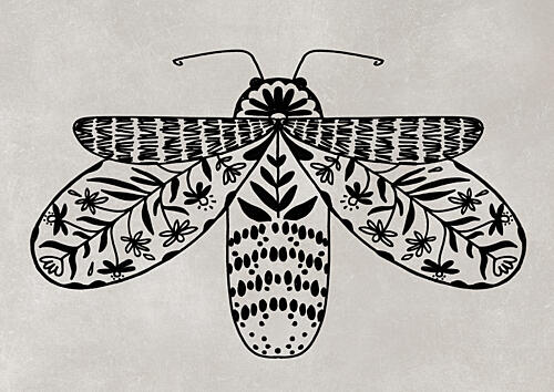Folk Art Moth Art Print