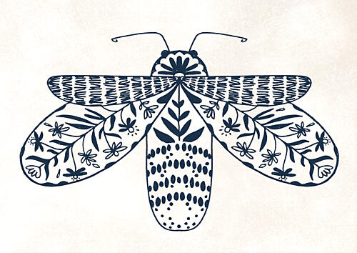 Bohemian Patterned Moth Art Print