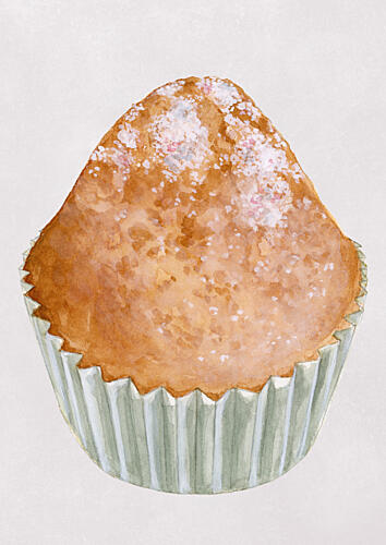 Sweet Watercolor Cupcake Aquarelle reproduction