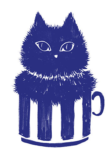 Cute Cat in Striped Mug Art Print