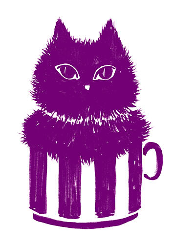 Purple Cat in Mug Art Print