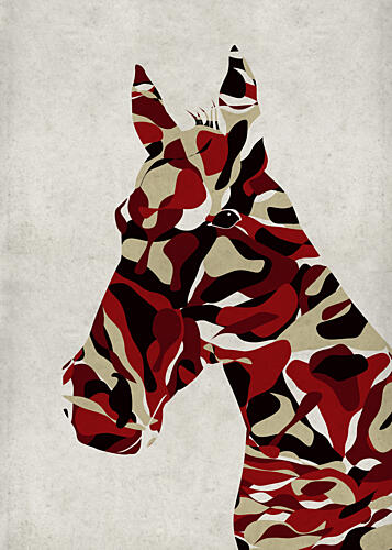 Crimson Camo Horse Art Print
