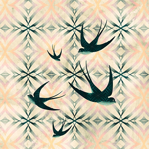 Elegant Swallows Pattern Art Print