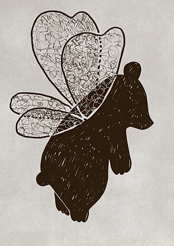 Whimsical Flying Bear Art Print
