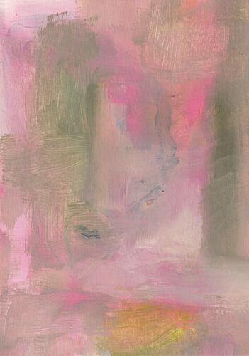 Pink Green Abstract Flow Art Print by Soniya Vijayakumar