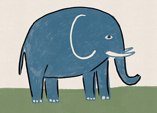 Cute Blue Elephant Art Print by Nicholas