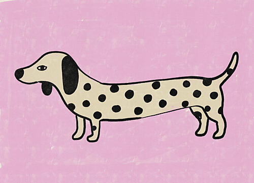Cute Pink Dachshund Art Print by Nicholas