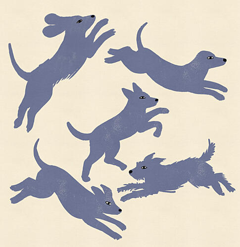 Playful Blue Dogs Art Print