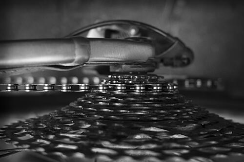 Monochrome Bicycle Gears Art Print by Christa Stroo