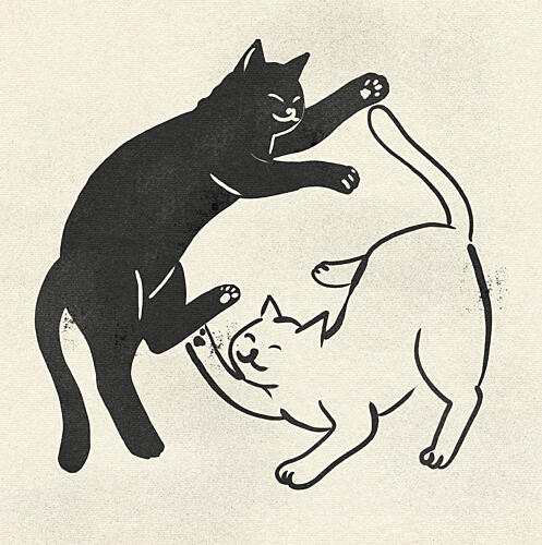 Yin Yang Cats Art Print