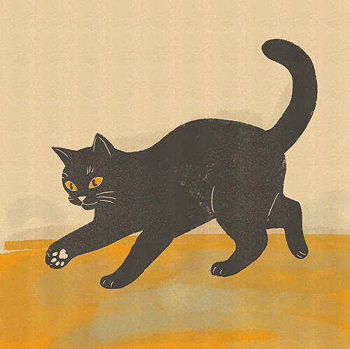 Black Cat Pounce Art Print by Nicholas