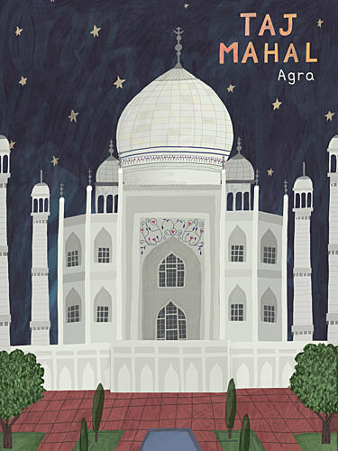Taj Mahal Night Sky Art Print