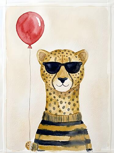 Cool Cheetah Balloon Art Print