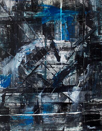 Dynamic Blue Strokes Art Print by Marloes Aerts