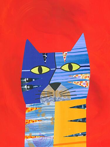 Colorful Abstract Cat Art Print